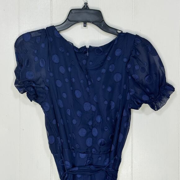 NY Collection Womens Midi Fit & Flare Dress Size Petite Medium Navy Coquette New - Picture 10 of 16